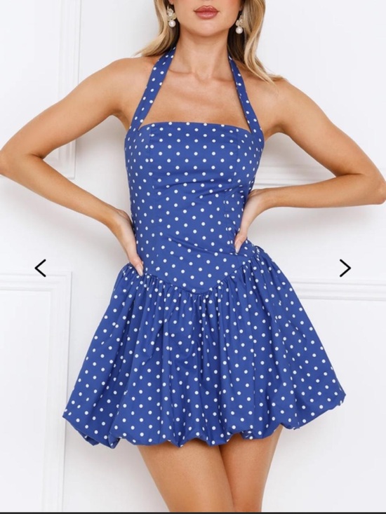 Hello Molly Dresses & Skirts - Hello Molly Lipstick Love Letters Halter Bubble Mini Dress – Blue 💙